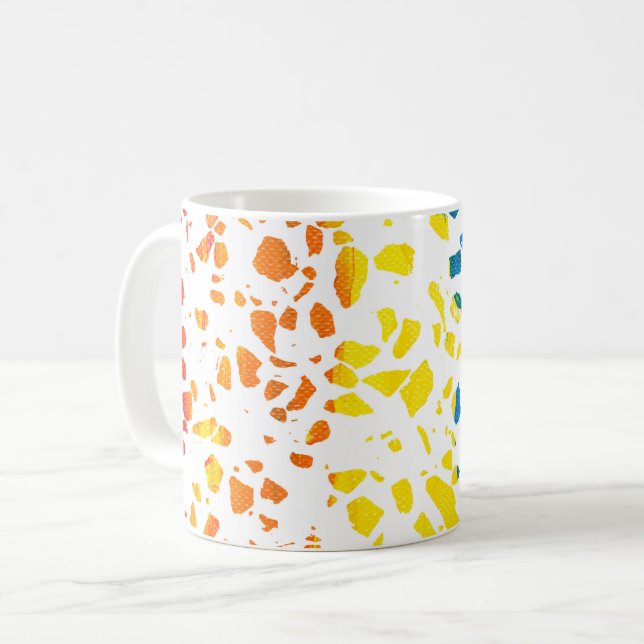 Abstract Terrazzo Mosaic Colourful Rainbow Pattern Coffee Mug (Front Left)