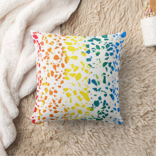Abstract Terrazzo Mosaic Colourful Rainbow Pattern Cushion