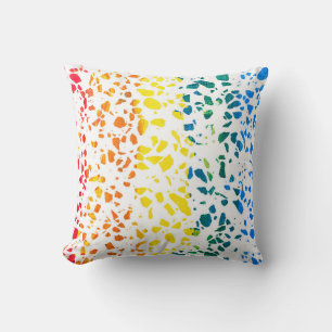 Abstract Terrazzo Mosaic Colourful Rainbow Pattern Cushion