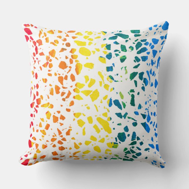 Abstract Terrazzo Mosaic Colourful Rainbow Pattern Cushion (Front)