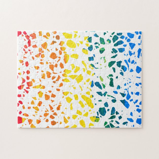 Abstract Terrazzo Mosaic Colourful Rainbow Pattern Jigsaw Puzzle (Horizontal)