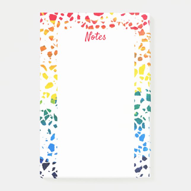Abstract Terrazzo Mosaic Colourful Rainbow Pattern Post-it Notes (Front)