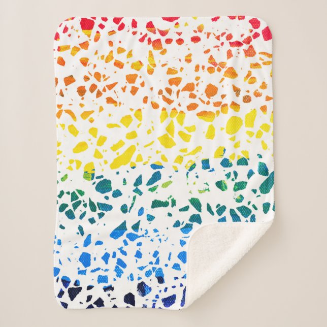 Abstract Terrazzo Mosaic Colourful Rainbow Pattern Sherpa Blanket (Front)