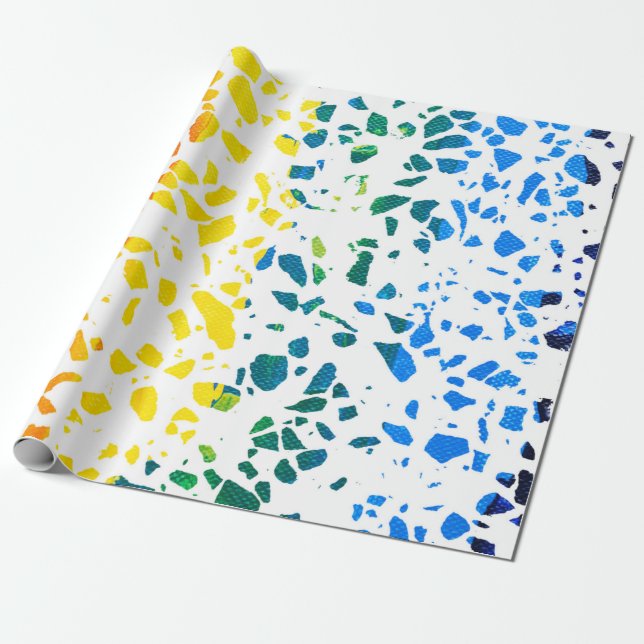 Abstract Terrazzo Mosaic Colourful Rainbow Pattern Wrapping Paper (Unrolled)