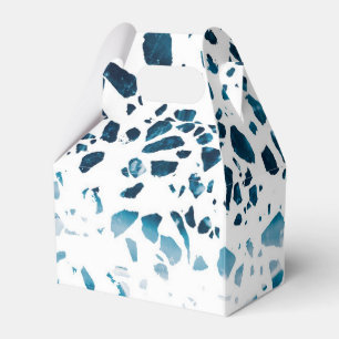 Abstract Terrazzo Mosaic Navy & Light Blue Pattern Favour Box