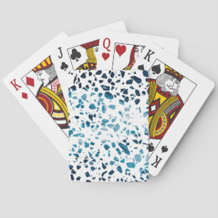 Abstract Terrazzo Mosaic Navy & Light Blue Pattern Playing Cards