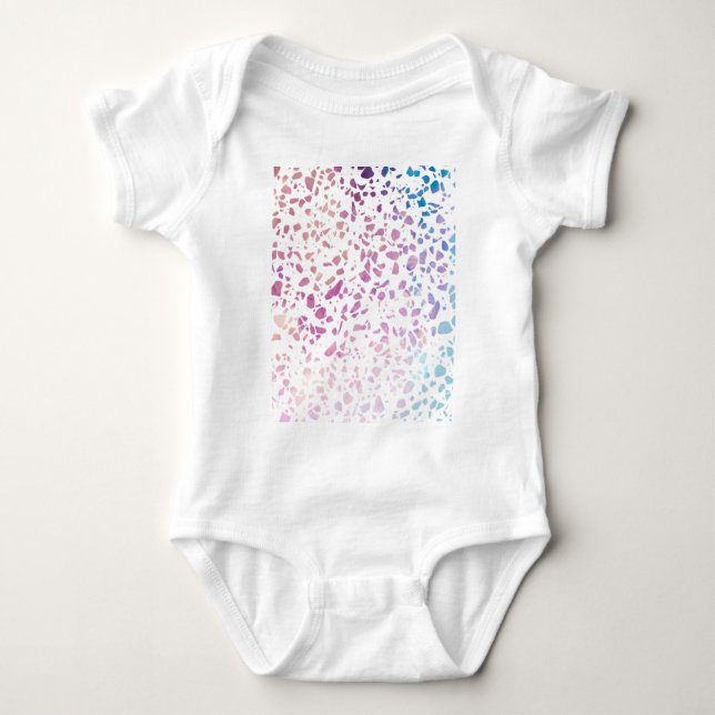 Abstract Terrazzo Mosaic Pink & Blue Pattern Baby Bodysuit (Front)