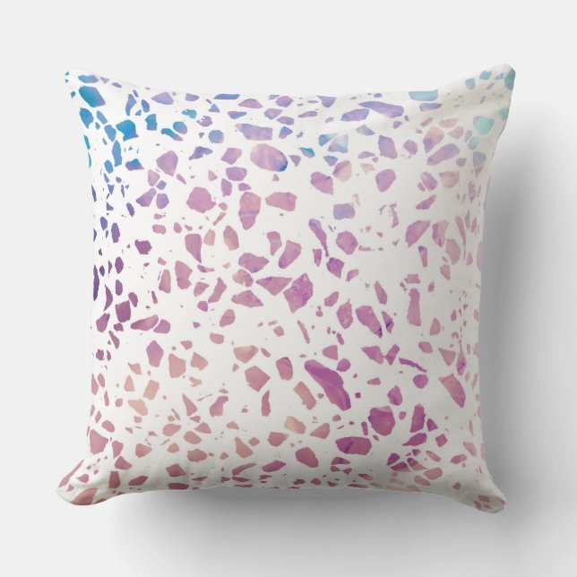 Abstract Terrazzo Mosaic Pink & Blue Pattern   Cushion (Front)