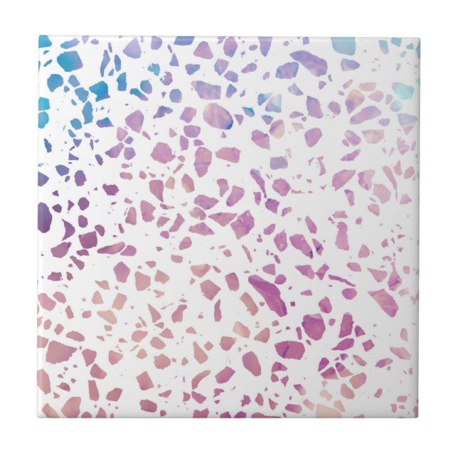 Abstract Terrazzo Mosaic Pink & Blue Pattern     Tile (Front)