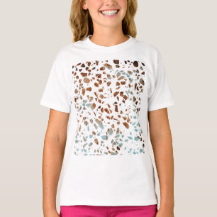 Abstract Terrazzo Mosaic Rust Brown & Blue Pattern T-Shirt