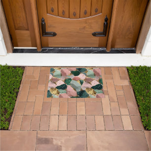Abstract Terrazzo Pattern with Gold Accents Doormat