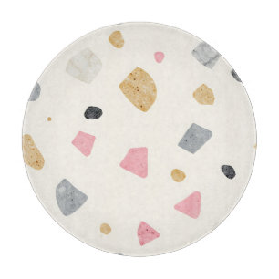 Abstract Terrazzo Pink Gray Gold Pattern Cutting Board