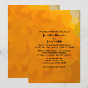 Abstract Terrocotta Orange Yellow Trendy Wedding Invitation