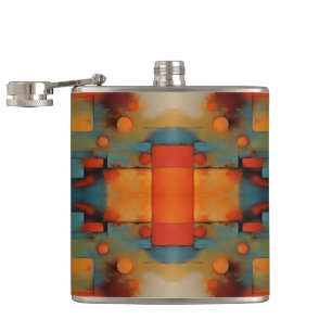 Abstract Textural Art: Nature concept art colours Hip Flask