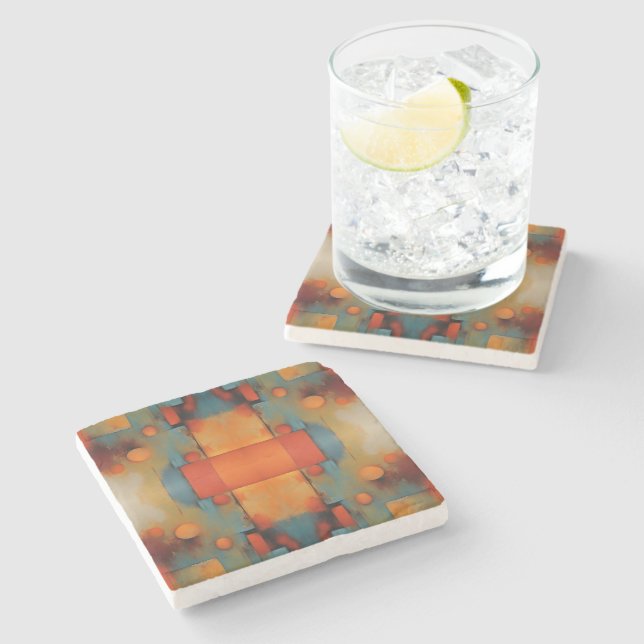 Abstract Textural Art: Nature concept art colours Stone Coaster (Side)