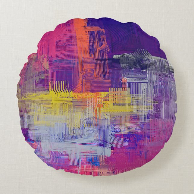 Abstract texture. 2d illustration. Expressive hand Round Cushion (Front)