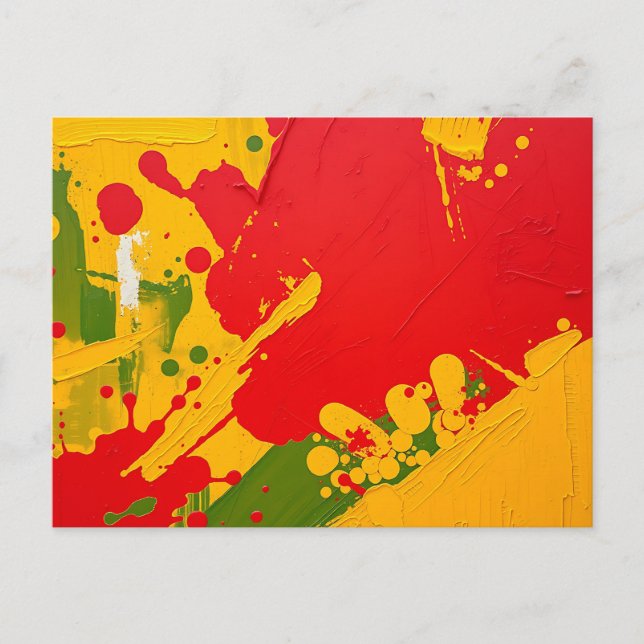 Abstract Texture Background with Bold Red Yellow  Postcard (Front)