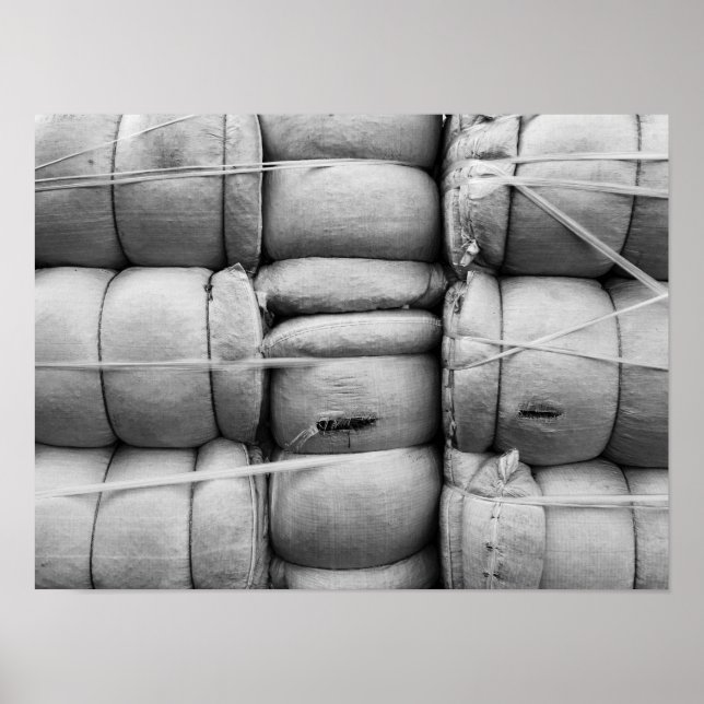 Abstract Texture Black and White Sacks Poster (Front)