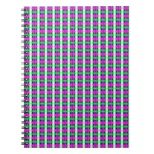 abstract texture, coloured plaid pattern, retro ta notebook (Front)