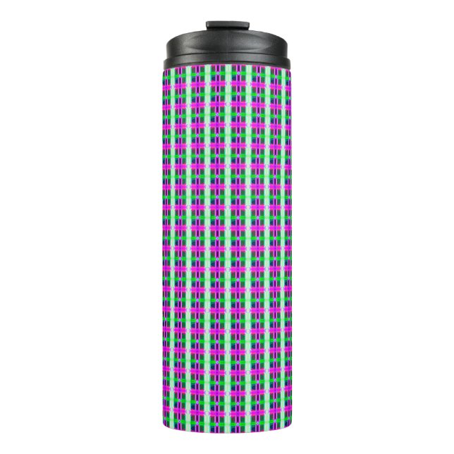 abstract texture, coloured plaid pattern, retro ta thermal tumbler (Front)