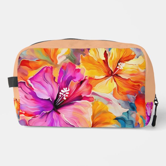 ABSTRACT TEXTURE LOOK COLORFUL FLOWERS DOPP KIT (Front)