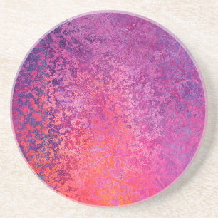 Abstract textured design in pink and purple coaster