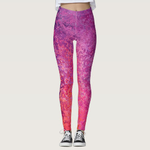 Abstract textured design in pink and purple leggings
