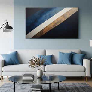 Abstract Textured Diagonal Blue Gold Poster