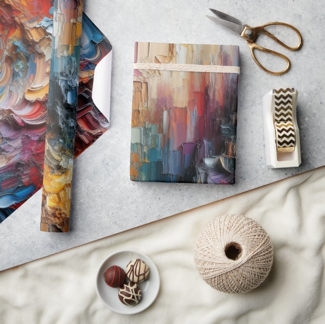 Abstract Textured Thick Paint Pattern Wrapping Paper (Crafts)