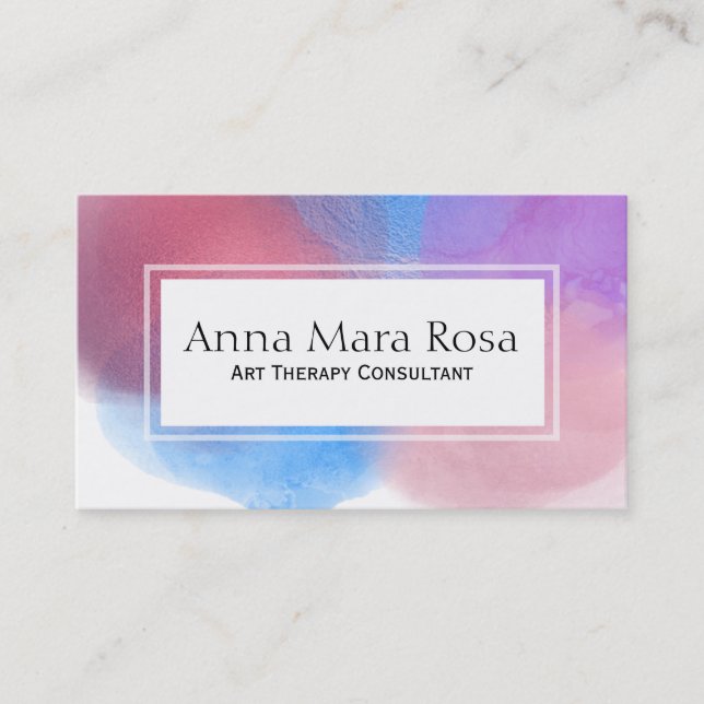 *~* Abstract Therapy Feminine Artistic Watercolor Business Card (Front)