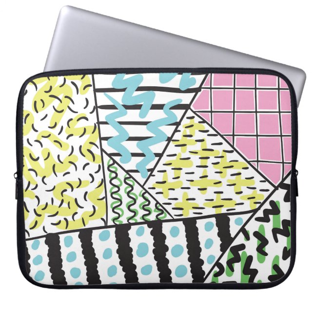Abstract Three: Hand-Drawn Background Art. Laptop Sleeve (Front)
