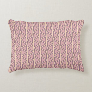 Abstract Three Tone Dusty Pink Triangle Pattern Decorative Cushion