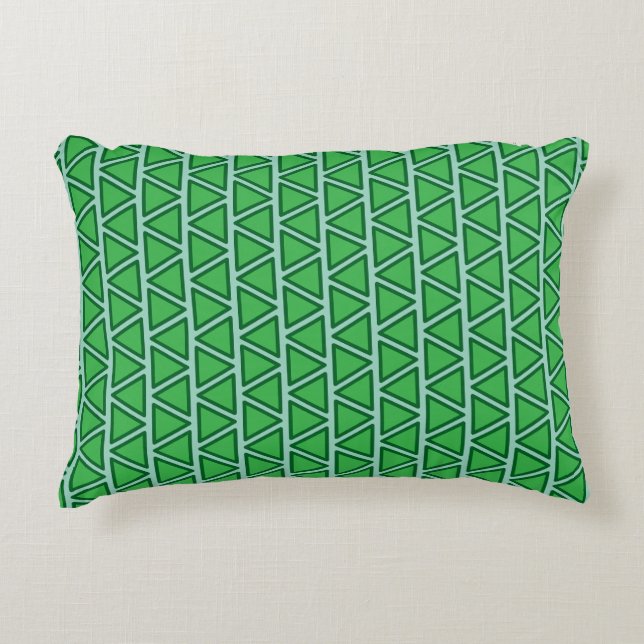 Abstract Three Tone Green Triangle Pattern Decorative Cushion (Front)