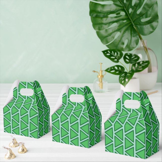 Abstract Three Tone Green Triangle Pattern Favour Box (Multiple)