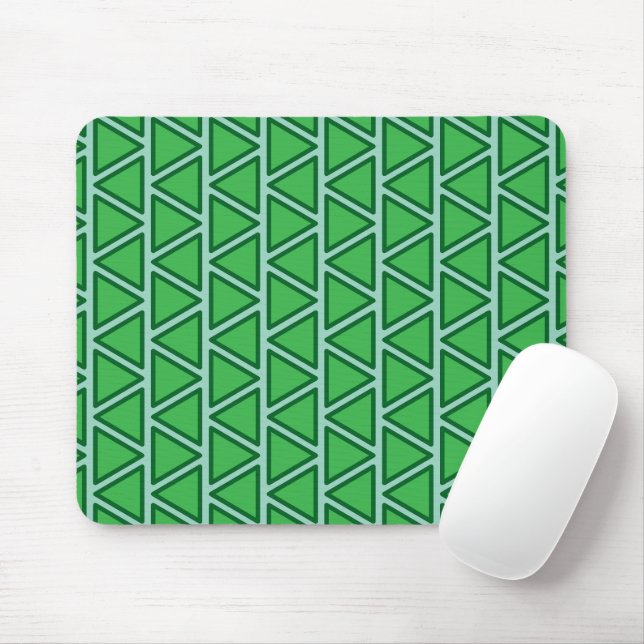 Abstract Three Tone Green Triangle Pattern Mouse Mat (With Mouse)