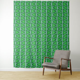 Abstract Three Tone Green Triangle Pattern Tapestry