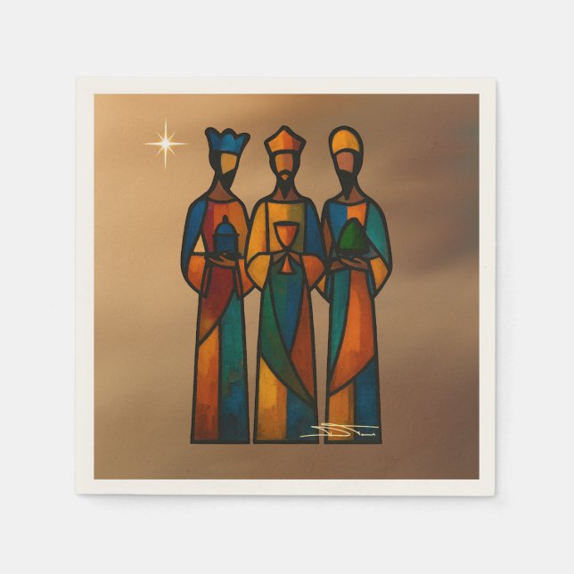Abstract Three Wise Men Napkin (Front)