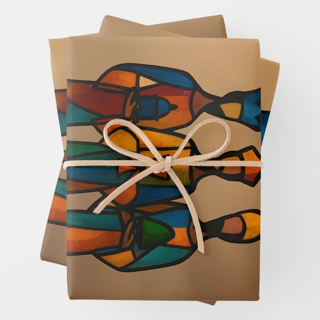 Abstract Three Wise Men Wrapping Paper Sheet (In situ)