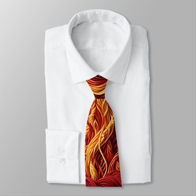 Abstract Thunderstorm Cloud Red Thread Neck Tie (Tied)