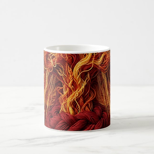Abstract Thunderstorm Fire Red Thread Coffee Mug (Center)