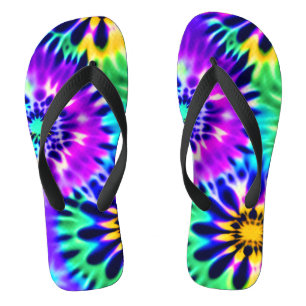 Abstract Tie Dye Adire Pattern Flip Flops