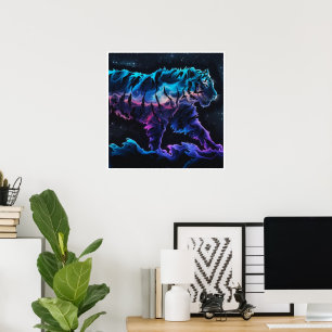 Abstract Tiger Conceptual Ink Art in Alcohol Paint Poster