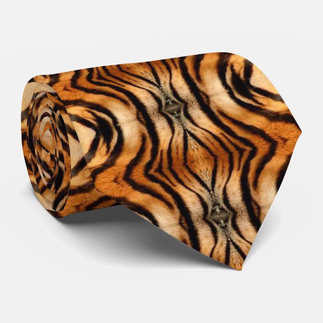 Abstract Tiger Hide Mens Neck Tie (Rolled)