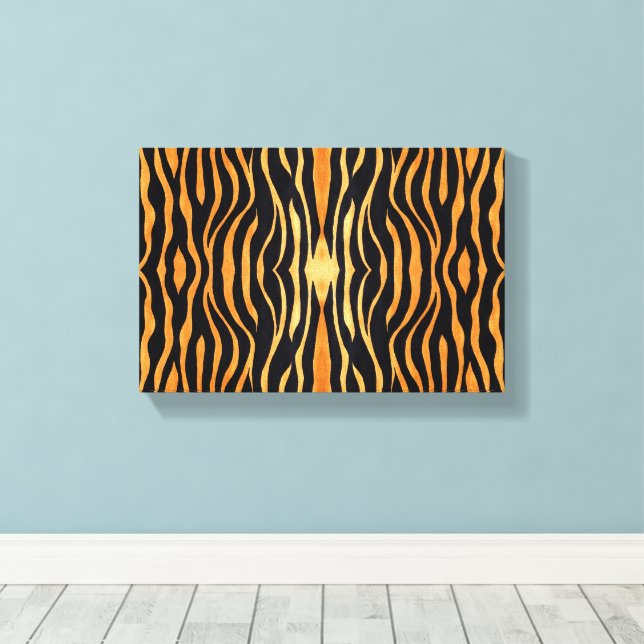 Abstract Tiger Print Wrapped Canvas (Insitu(Wood Floor))