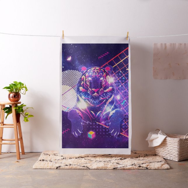 Abstract tiger retro cosmic design fabric (In Situ)