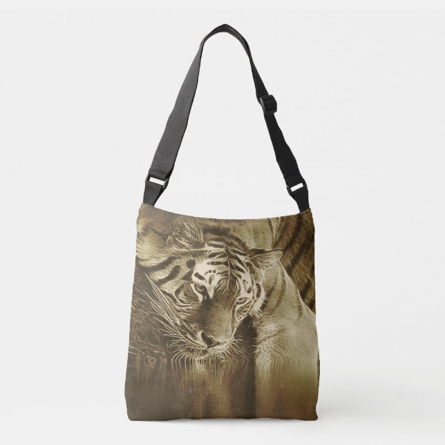 Abstract Tiger Vintage Crossbody Bag (Front)