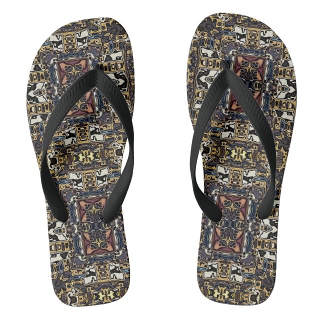 Abstract Tile Design Flip Flops (Footbed)