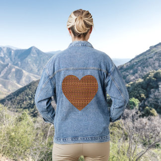 Abstract Tile Pattern Denim Jacket