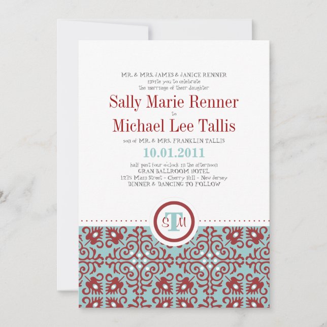 Abstract Tile Pattern Invitation (Front)