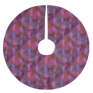Abstract Tile Pattern Magenta and Purple Brushed Polyester Tree Skirt